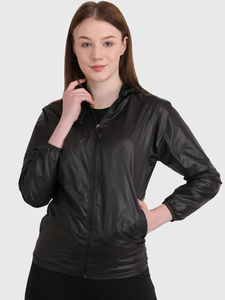 OEM Custom Womens Hooded Waterproof Windbreaker <b>Jacket</b> Sweat-Enhancing Lightweight Eco-Friendly Memory Fabric Gym Workout - Product Image 4