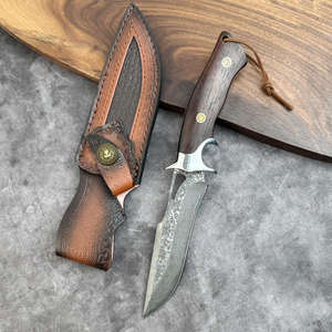 Cuchillo de Supervivencia para Caza al Aire Libre, de Alta Dureza, Afilado y Duradero, Hoja de Acero de Damasco, Mango de Madera, OEM, Multifuncional, para Camping y Frutas - Product Image 6