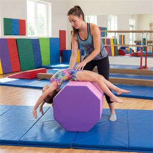 Tapis de gymnastique en mousse en similicuir rose et violet, forme octogonale, pour les écartements arrière, accessoire d'équipement de gymnastique - Product Image 4