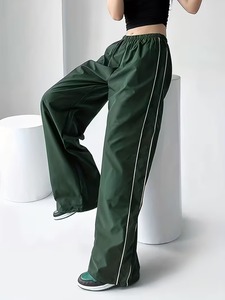 Casual Wide-Leg <b>Pants</b> with a Lazy Style And Side White Stripes Featuring an Elastic Waistband for a Loose And Fit - Product Image 4
