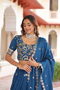 Conjunto de Lehenga Choli y Dupatta de Seda Vichitra con Lentejuelas Bordadas, Hermoso y Novedoso para Bodas, Proveedor Mundial - Product Image 5