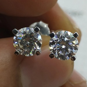 4.00 CT Lab-Created Moissanite Solitaire Drop <b>Stud</b> Earrings 18K Gold Plated Sterling Silver <b>Emerald</b> Cut Mixed Shape Luxury - Product Image 1