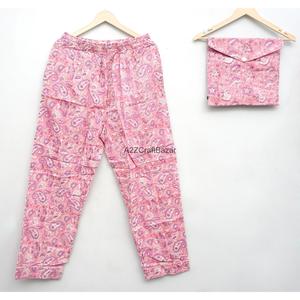 100% Cotton Women's Long Sleeve Elegant Luxury <b>Pyjamas</b> Floral Print Elastic Waist Smooth Soft Breathable Quick Dry Pajama Set - Product Image 3