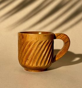 Tasses en bois bohèmes faites à la main, tasses à grain naturel réutilisables pour café et thé, vaisselle de cuisine et de table, collection cadeau - Product Image 5