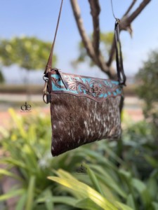 Sac à main en cuir de vache véritable, sac à franges, sac bohème sculpté, couleur Turquoise, sacs à main pour femmes - Product Image 2