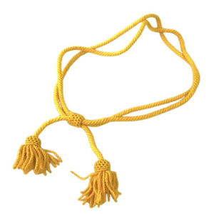 Yellow Eco-Friendly <b>Braided</b> 3 Strand Twisted Coated Drawcord Tassel <b>Cord</b> Ethnic Cavalry Hat Cords - Product Image 1
