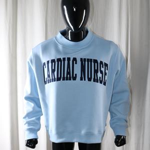 CARDIAC NURSE SKY BLUE <b>Mock</b> <b>Neck</b> Sweatshirt 100% NAVY BLUE Applique Embroidery wide <b>neck</b> Sweatshirt Finer Threads - Product Image 2