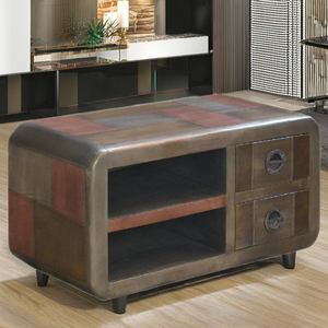 Mueble de TV de Madera de Acacia Maciza, Moderno, Antiguo, Elegante, con Acabado de Hierro Duradero, Múltiples Espacios de Almacenamiento, Aparador Elegante para Sala de Estar - Product Image 2