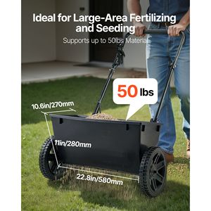 Nuovo Spargitore a Spinta da 50 libbre con Larghezza di Lavoro di 18 Pollici e 10 Pneumatici All-Terrain, 100% Azionato a Ingranaggi per Uso Agricolo - Product Image 3