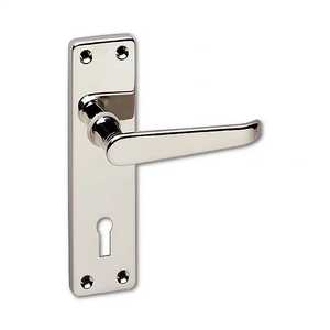 Modern Durable Antirust Polished Stainless Steel <b>Door</b> Lever Handle Long Backplate Keyhole Escutcheon <b>Mirror</b> Finish Interior Lock - Product Image 1