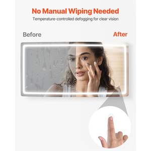 Miroir de salle de bain LED 36\" x 72\" anti-buée avec éclairage mémoire, éclairage frontal et arrière, température réglable, 3 couleurs, montage mural - Product Image 4