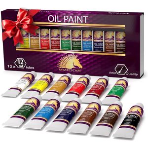 Set di Colori a Olio Artist Q Vibranti in Tubetti da 12 x 12ml, Resistenti alla Luce, Corpo Denso, Alta Concentrazione di Pigmenti, Colori Non Sbiadenti - Product Image 1