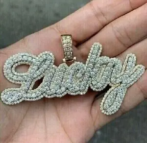 Colgante de Letra Personalizado con Moissanita Real de Corte Redondo de 2.50Ct, Chapado en Oro Amarillo de 14K - Product Image 6