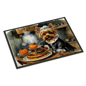 Felpudo Yorkie Fall para cocina, calabazas, antideslizante, lavable, pila baja, 24H X 36W, alfombrilla para puerta delantera de interior y exterior para entrada - Product Image 1