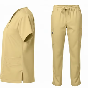 Ensemble d'uniformes médicaux professionnels pour hommes et femmes, vêtements de travail pour infirmières d'hôpital, col en V, manches courtes, respirant, jersey 100% coton - Product Image 6