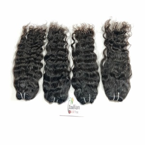 Extensions de cheveux humains Remy non traités chimiquement, bouclés, ondulés profonds, double trame, 100g, lisses, en dentelle, du Tamil Nadu - Product Image 6
