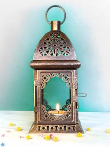 <b>Brass</b> <b>Lanterns</b> with Perforated Design and Candle Holders for Home Decoration - Product Image 4