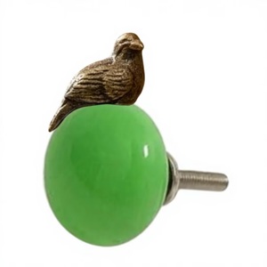 Pomo de Vidrio Verde para Mueble con Soporte para Pájaros de Bronce, Diseño Moderno, Ecológico, Fácil Instalación, Tirador para Cajón de Cocina - Product Image 5