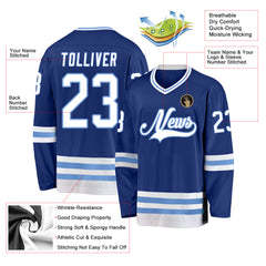 High-quality Sublimated Hockey Jersey Blue & White Team Uniform for <b>Men</b> Professional Breathable Sports Apparel Factory Price - Product Image 5
