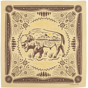 Custom Vintage Buffalo Bandana | Western Cowboy 55 Cm Square Scarf | Sublimation Printed Nature <b>Head</b> <b>Wrap</b> 100% Cotton Bandana - Product Image 1