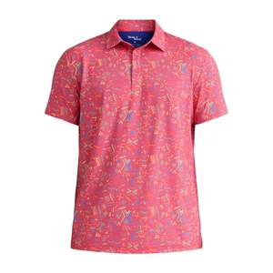 Camisa de Golf de Manga Corta para Hombre, Roja, con Estampado por Transferencia Térmica, Tejido Transpirable, Logotipo Frontal, Poliéster/Algodón 180g - Product Image 3