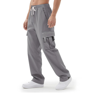 Pantalon cargo en jean baggy pour homme, taille personnalisée, style streetwear, avec cordon de serrage, coupe fuselée, idéal pour l'été – Vente directe usine - Product Image 4