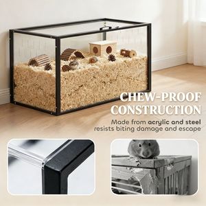 Jaula Moderna para Mascotas Pequeñas y Medianas, para Cría de Animales Pequeños, Uso en Interiores y Exteriores, Diseño con Patrón Animal, Fabricada en Acero, Vidrio y Material PP - Product Image 6