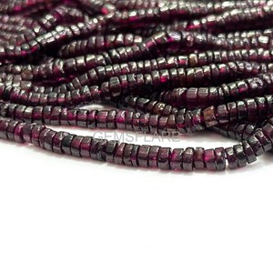 Natural Red Garnet Smooth Heishi Beads Loose Gemstone Beads Strand 4-4.5MM Garnet Beads Aaa Garnet Beads For Jewelry Making Bulk - Product Image 1