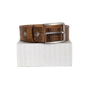 Cinturón de Cuero Genuino de Vaca para Hombre con Grabado de Cocodrilo, Estilo Vintage Casual, Hebilla Clásica - Product Image 4