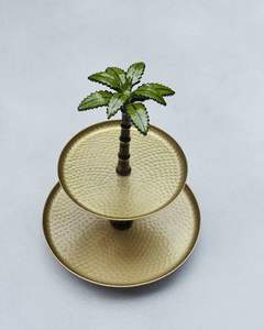 Support à gâteau rond en aluminium à 2 niveaux pour fêtes et mariages, support à gâteau en métal doré personnalisé pour événements - Product Image 3