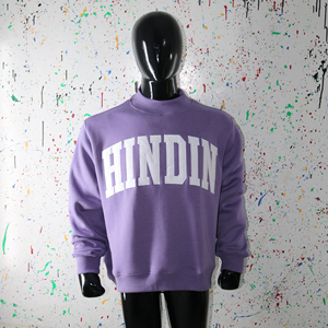 Sudadera de cuello alto con estampado hindi, morada, holgada, de punto, informal, unisex, estilo otoño, URBAN PRODUCTIONS - Product Image 3