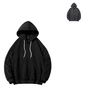 Sweat à capuche uni pour homme en tissu tissé, écologique, infroissable, sans doublure, coupe ample, décontracté, automne - Product Image 1