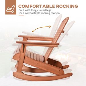 Sedia a dondolo classica rustica Adirondack con design in legno a doghe, schienale a ventaglio e braccioli ergonomici per patio in teak - Product Image 4