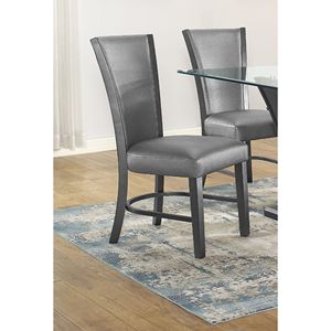 2 chaises d'appoint contemporaines et glamour, rembourrées en tissu gris moelleux avec structure en bois noir intense, chaise rembourrée - Product Image 3