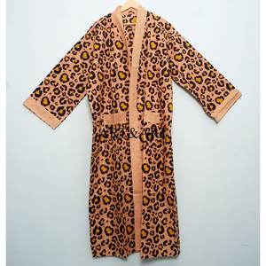 Bata kimono de algodón con estampado animal, hecha a mano en India, ligera, para estar en casa o como albornoz, con estampado de bloques, suave. - Product Image 3