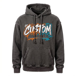 เสื้อฮู้ดดี้แบบหนา 500GSM ทรงหลวมไหล่ตก ผ้าฝ้ายฟลีซ สตรีทแวร์ รับผลิตแบบ OEM พร้อมสกรีนโลโก้ตามสั่ง - Product Image 4
