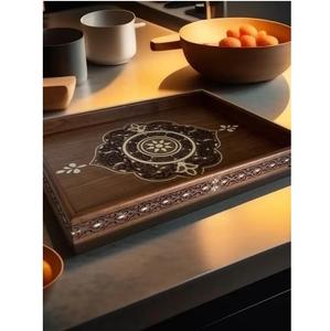 Plateau de service en bois au design unique avec logo personnalisé pour cadeaux promotionnels en gros et fournitures hôtelières, disponible au prix d'exportation - Product Image 6