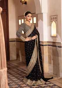 Ropa Étnica, Sari de Organza con Bordado Intenso, Diseño de Borde Elegante, Hermosas Combinaciones de Colores para Fiestas Tradicionales - Product Image 5