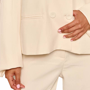 Blazer sur mesure pour femme à manches longues et col en V, veste de bureau, costume professionnel ajusté, manteau, fabricant OEM ODM, vente en gros, nouveau style - Product Image 6