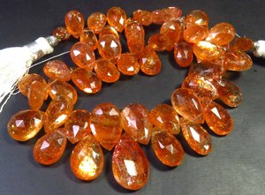 African Sunstone <b>Rainbow</b> Pear Gemstone Faceted Beads 9-16mm Natural Full Sparkle Orange Confetti 8.5" Strand DIY <b>Top</b> Grade - Product Image 5