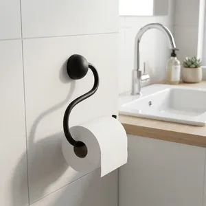 Modern Matte <b>Black</b> Metal Wall Mounted Toilet <b>Paper</b> Holder Minimalist Bathroom <b>Tissue</b> Roll Dispenser Contemporary Bathroom Access - Product Image 5