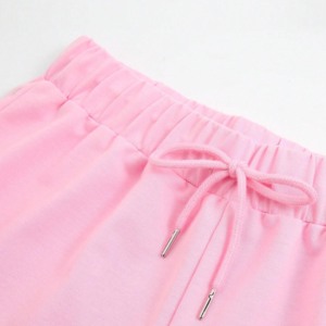 Shorts en tricot rose pour femme avec imprimé Los Angeles, taille élastique, style streetwear, 100% coton, séchage rapide, coupe-vent - Product Image 3