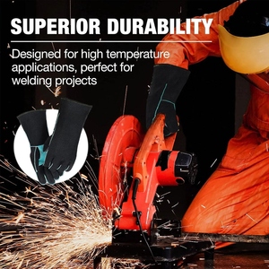 Gants de soudage en cuir de vachette pleine fleur pour la sécurité industrielle, résistants à la chaleur, doux et confortables, pour la lutte contre les incendies et le barbecue - Product Image 4