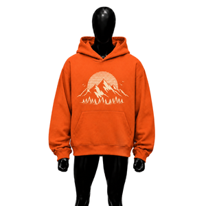 Sudadera con capucha extragrande con estampado gráfico Orange Mountain, unisex, estilo urbano, informal, para invierno, venta al por mayor - Product Image 1