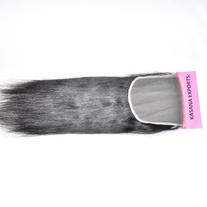 Closure 6*6 indienne, tissage double trame, couleur naturelle, qualité Remy pour femmes, 100g, Deep Wave, non traité, non cheveux humains - Product Image 1