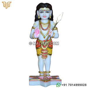 Estatua de Murugan de Mármol para el Hogar |   Ídolo de Mármol Premium de Lord Murugan para Pooja y Templo – MALIYAS - Product Image 1