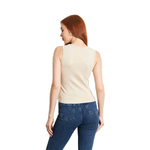<b>Low</b> Price High Quality Womens Cotton Tank <b>Top</b> Solid Color Lightweight Sleeveless Shirt With Custom Design Available in all Size - Product Image 3