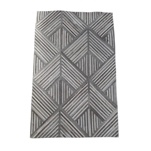 Custom Handcrafted Leather Low-Pile Modern Home Area <b>Rug</b> <b>Scallop</b> 3D Cube Chevron Pebble Patterns (Animal-Free Made to Order) - Product Image 5