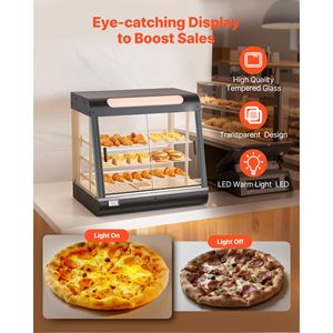 Espositore Riscaldato per Alimenti a 3 Livelli con Luci LED, 1200W, Ripiani Regolabili, Controllo Manuale della Temperatura 86-185°F - Product Image 4