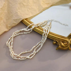 Collar de Perlas Barrocas, Cadena para Clavícula con Forma Natural, Gargantilla con Diseño de Doble y Múltiples Capas, Estilo Retro Artístico - Product Image 3